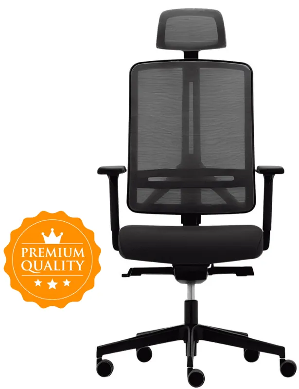 Omezená Nabídka Ergonomická kancelářská židle FLEXI FX 1104 černá s opěrkou hlavy – pro dlouhé sezení 8–12 h