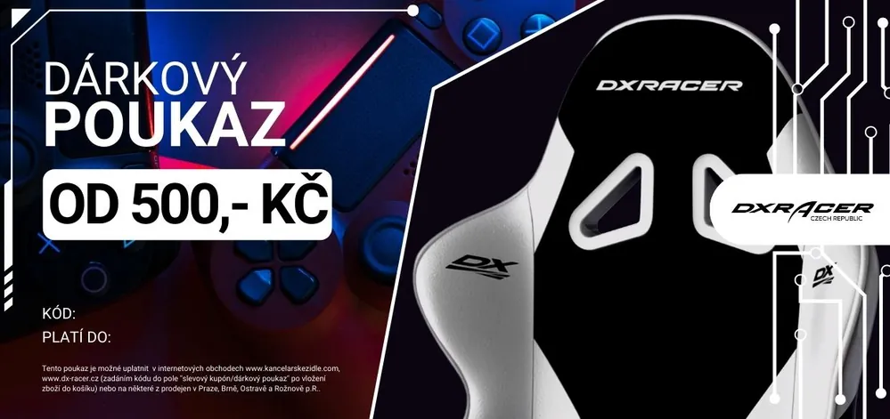 Výprodej Elektronický dárkový poukaz na židli DXRacer