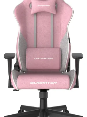 Zlevněný DXRACER - herní židle DXRacer GLADIATOR růžovo-bílá, látková – pro dlouhé sezení 8–12 h