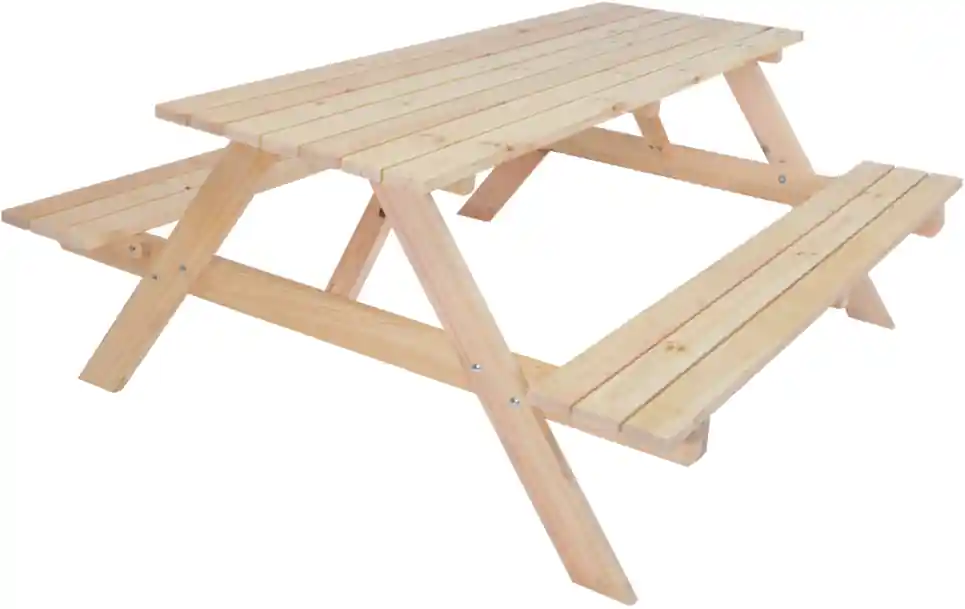 Ověřený Zahradní dřevěný set PIKNIK se sklopnými lavičkami - 180 cm - přírodní