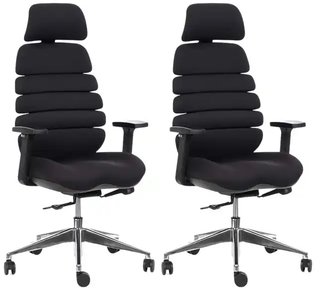 Pouze Dnes MERCURY - 2PACK Ergonomická kancelářská židle SPINE černá s opěrkou hlavy (2 ks)