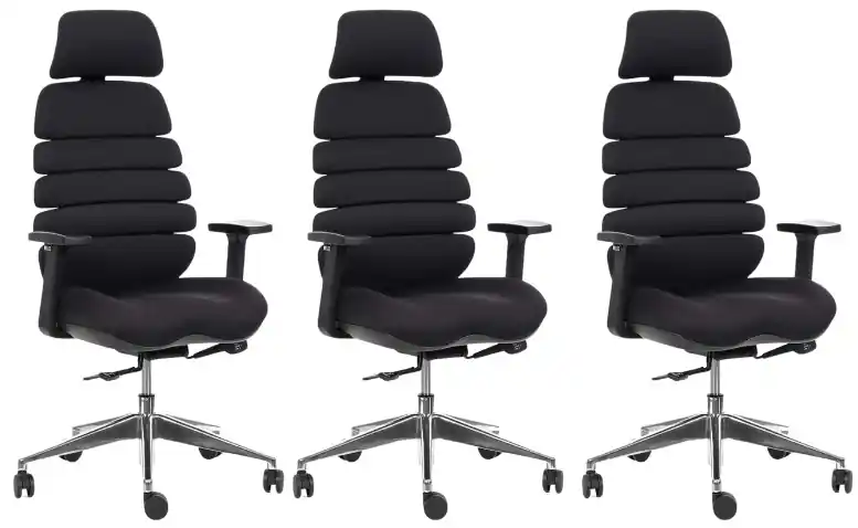 Akce MERCURY - 3PACK Ergonomická kancelářská židle SPINE černá s opěrkou hlavy (3 ks)