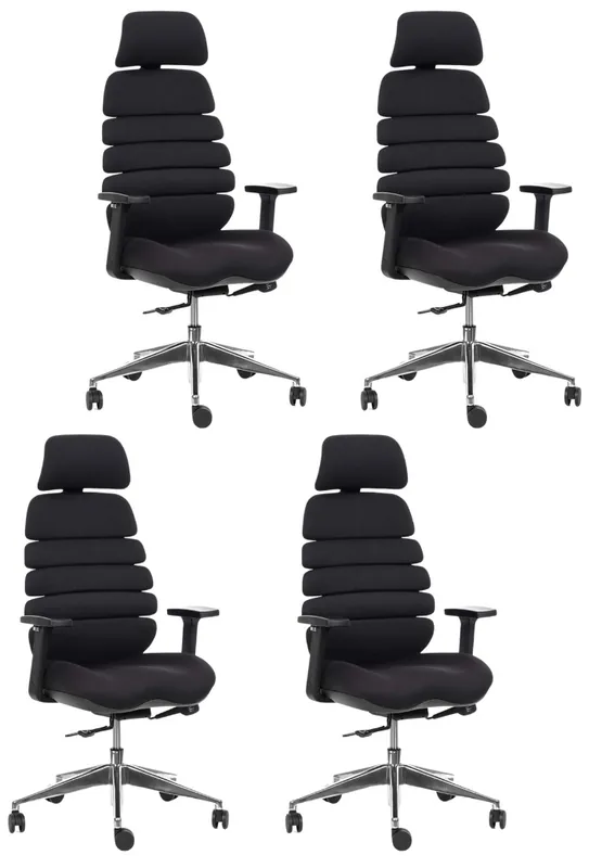 Nakupujte Hned MERCURY - 4PACK Ergonomická kancelářská židle SPINE černá s opěrkou hlavy (4 ks)