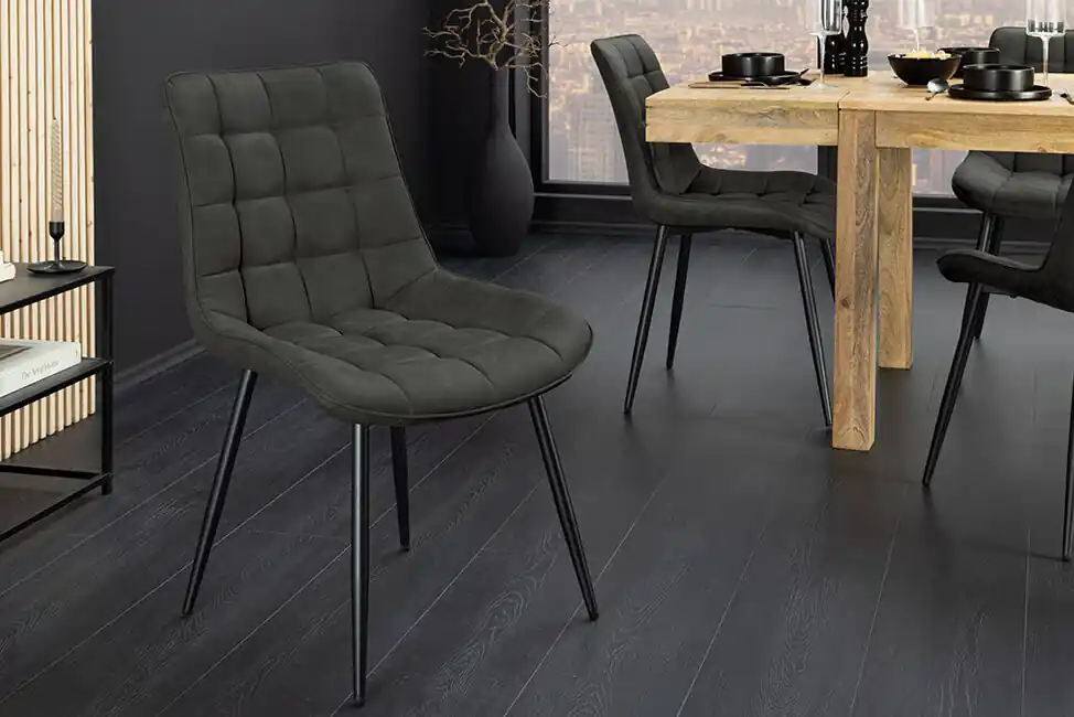 Originální Designová jídelní židle Granby šedá mikrovlákno