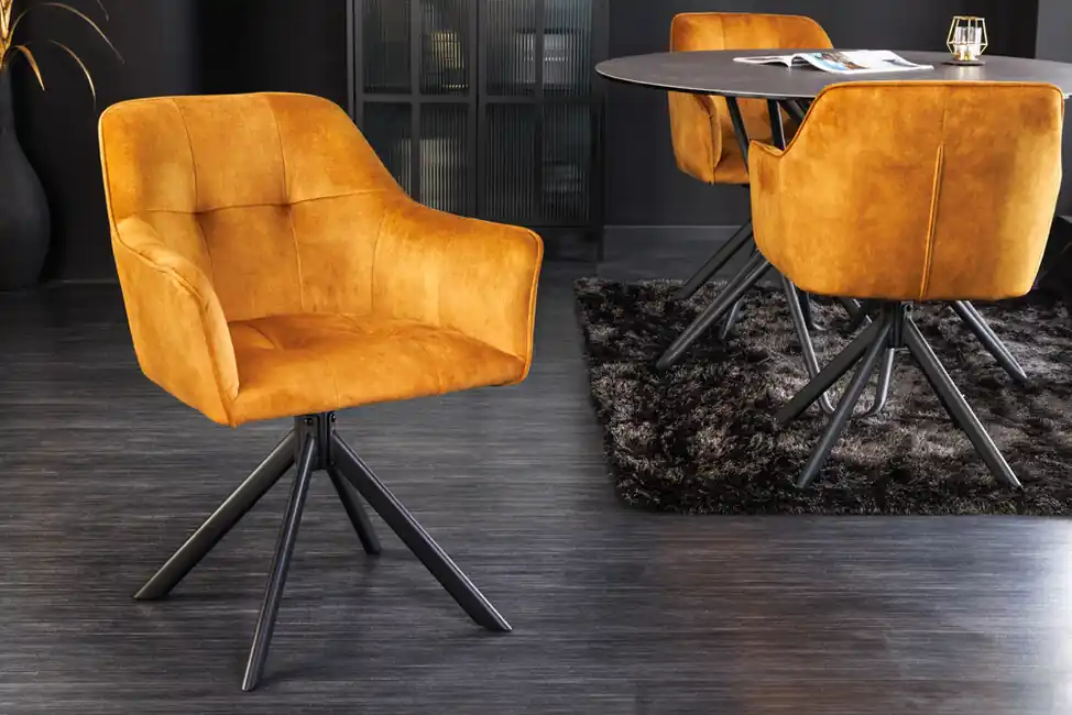 Otočná designová židle Loft hořčicová samet Dokud Zásoby Vydrží