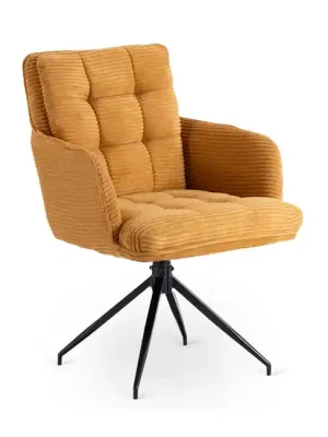 Zlevněný Designová otočná židle Antony hořčicově žlutý manšestr