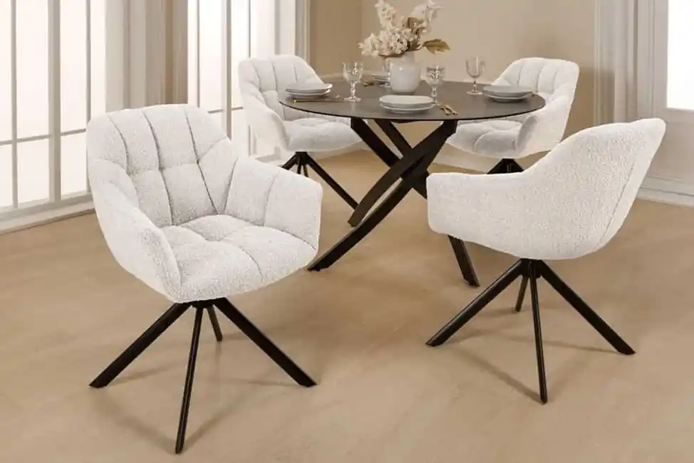 Designová otočná židle s područkami Papillon bílá bouclé Originální