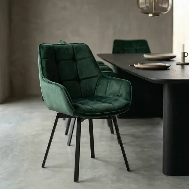 Odeslání Ihned Designová otočná jídelní židle Ancona zelená velur