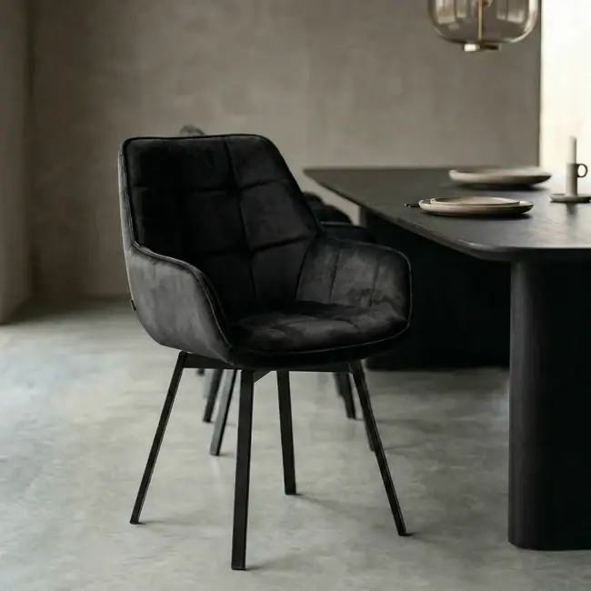 Novinka Designová otočná jídelní židle Ancona černá velur
