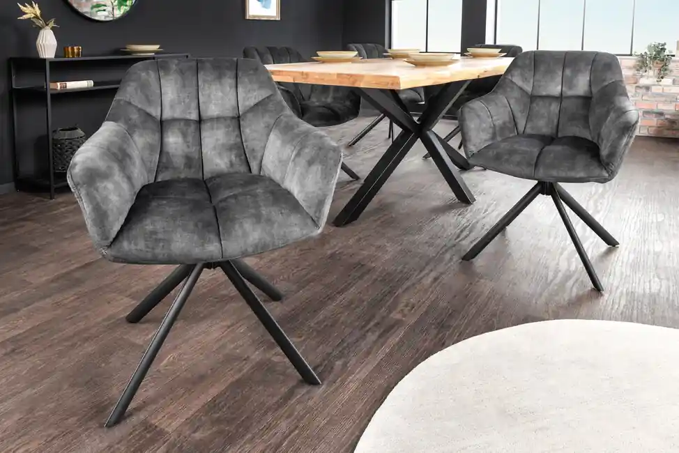 Designová otočná židle Papillon šedá samet Nakupujte Hned