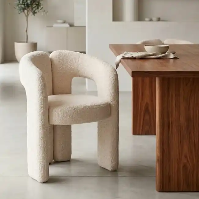 Cenová Bomba Designová jídelní židle Bolla v béžovém teddy fleecu