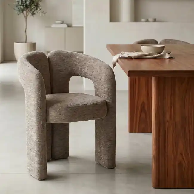 Designová jídelní židle Bolla v zemité greige žinylce Cenová Bomba