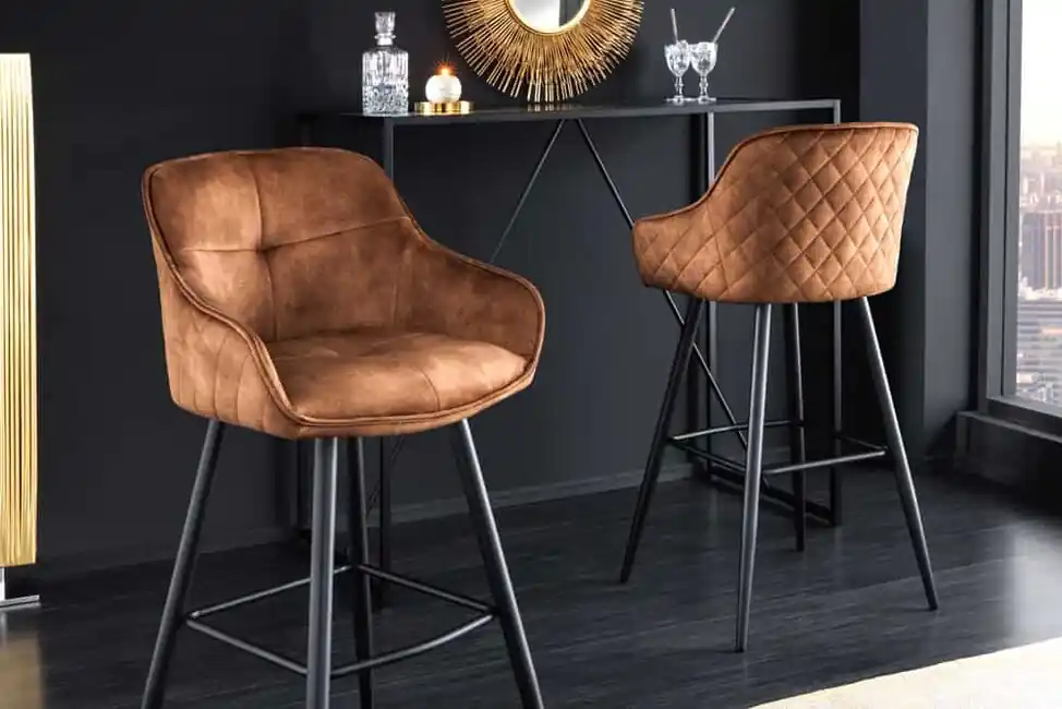 Víkendová Akce Designová barová židle s područkami Euphoria hnědá samet