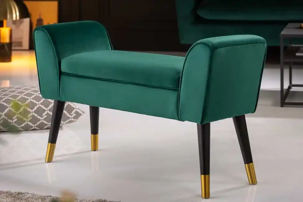 Nejlepší Cena Designová lavička Rosaria zelená samet 90cm