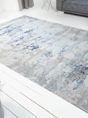 Zlevněný Designový bavlněný koberec Abstrakt modrá šedá 240x160cm