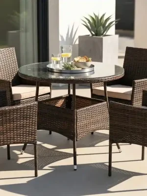 Zahradní ratanové posezení Cortado se skleněnou deskou, hnědé Bezpečná Platba