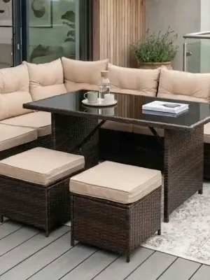 Zahradní posezení Riviera elegantní hnědý umělý ratan Top Prodej