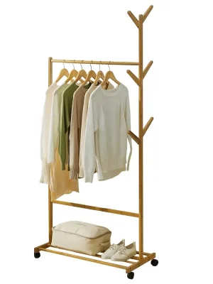 Pojízdný věšák, bambus, šířka 80cm, VIKIR TYP 2 Vrácení Zdarma