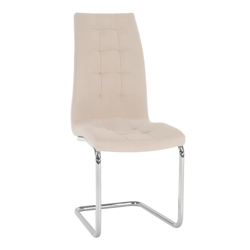 Jídelní židle, béžová Dulux Velvet látka / chrom, SALOMA NEW Vrácení Zdarma