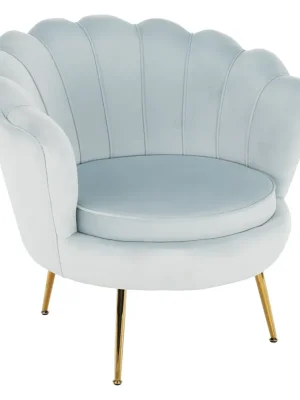 Zlevněný Křeslo ve stylu Art-deco, šedomodrá Velvet látka/gold chrom-zlatý, NOBLIN