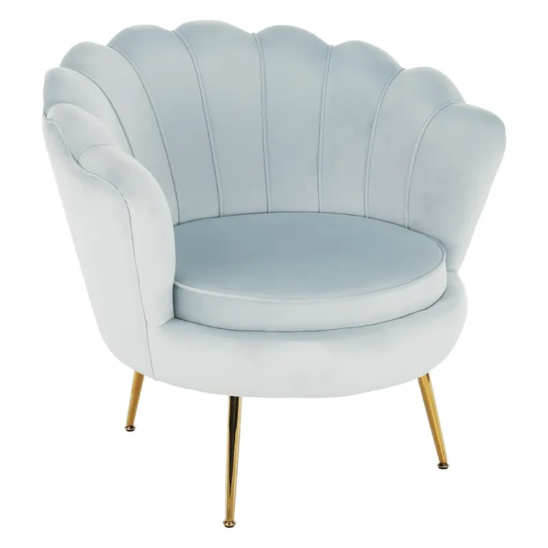 Zlevněný Křeslo ve stylu Art-deco, šedomodrá Velvet látka/gold chrom-zlatý, NOBLIN