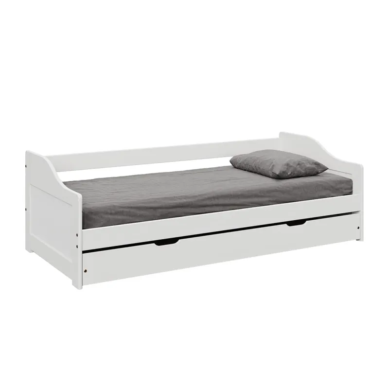 Časově Omezené Postel s výsuvnou přistýlkou, bílá, masiv, 90x200, LAURA NEW