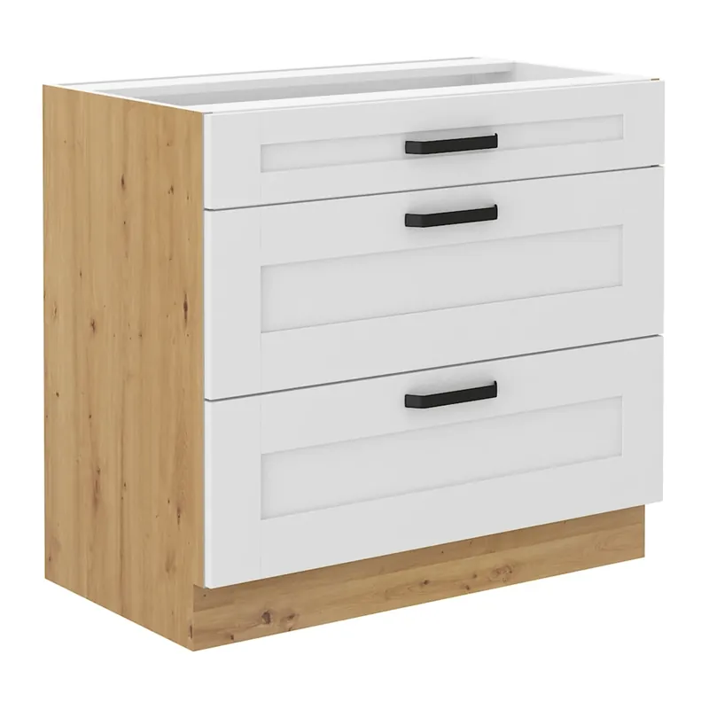 Spodní skříňka, bílá / dub artisan, LULA 80 D 3S BB Bezpečná Platba