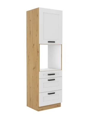 Vysoká skříňka na vestavnou troubu, bílá / dub artisan, LULA 60 DPS-210 3S 1F Akční Cena
