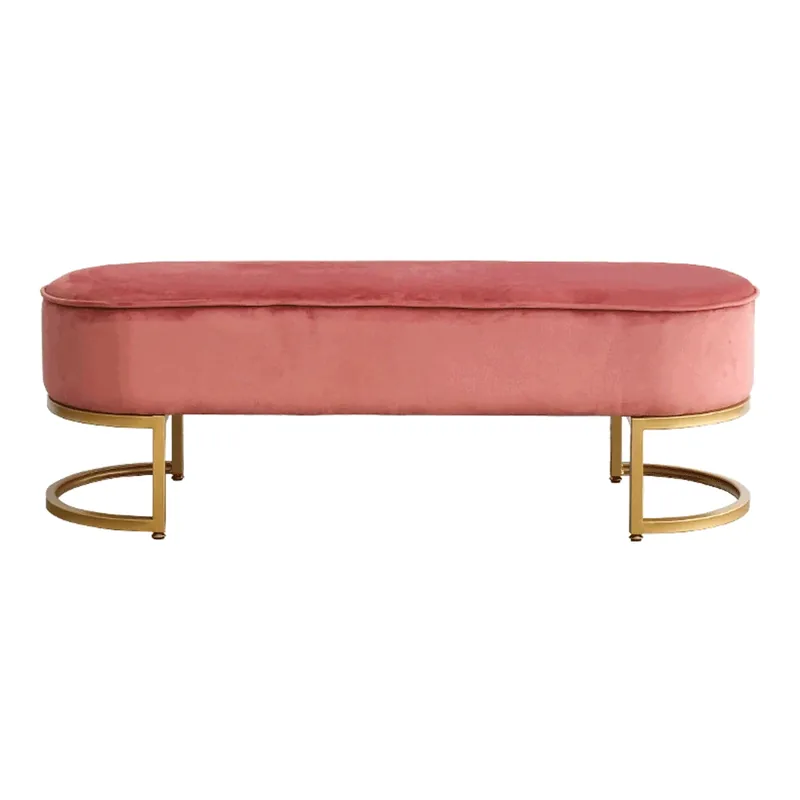 Must-Have Designová lavice, růžová Velvet látka/gold chrom-zlatý, MIRILA NEW