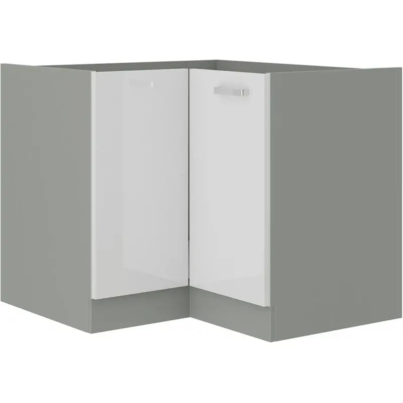 Rohová kuchyňská skříňka Bolzano 90x90 ND 2F BB bílý lesk / šedá Koupit Online