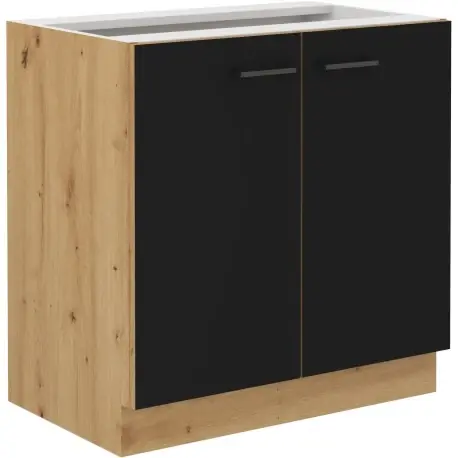 Kuchyňská skříňka Molly 80 D 2F BB černá/dub artisan Víkendová Akce