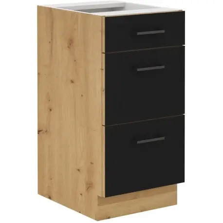 Vysoce Kvalitní Kuchyňská skříňka Molly 40 D 3S BB černá/dub artisan
