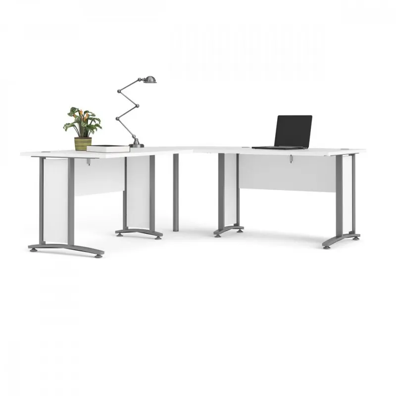 Poslední Šance Rohový psací stůl Office 80400/303 bílá/silver grey