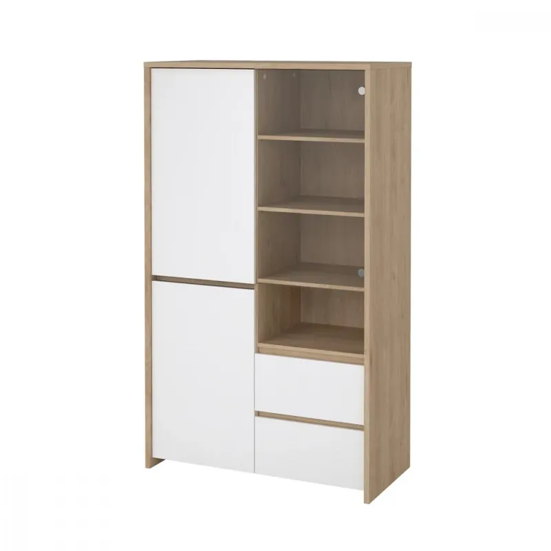 Vitrína Nerea 317 jackson hickory/bílý lesk Novinka