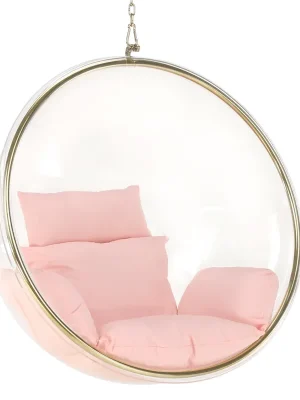 Závěsné křeslo, transparentní/zlatá/růžová, BUBBLE NEW TYP 1 Omezená Nabídka