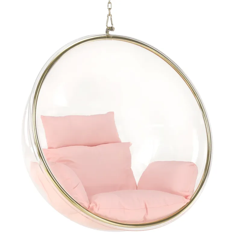 Závěsné křeslo, transparentní/zlatá/růžová, BUBBLE NEW TYP 1 Omezená Nabídka