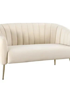 Ověřený Designový 2-sed, béžová Velvet látka/gold chrom-zlatý, BAGY