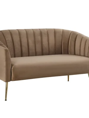 Kup Teď Designový 2-sed, hnědá Velvet látka/gold chrom-zlatý, BAGY
