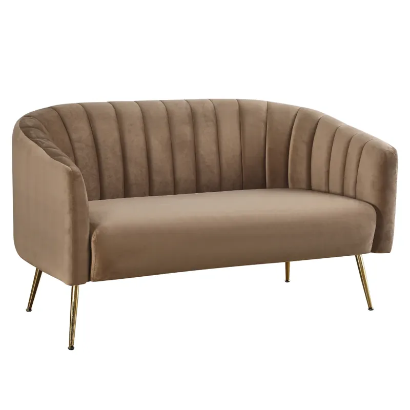 Kup Teď Designový 2-sed, hnědá Velvet látka/gold chrom-zlatý, BAGY