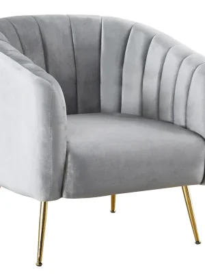 Finální Výprodej Designové křeslo, šedá Velvet látka/gold chrom-zlatý, BAGY