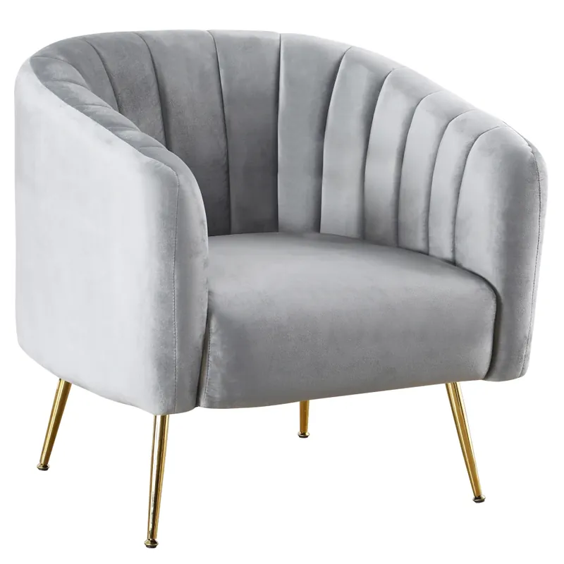 Finální Výprodej Designové křeslo, šedá Velvet látka/gold chrom-zlatý, BAGY