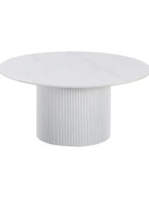 Konferenční stolek, bílý mramor/MDF, průměr 80 cm, MAHIR TYP 1 Finální Výprodej