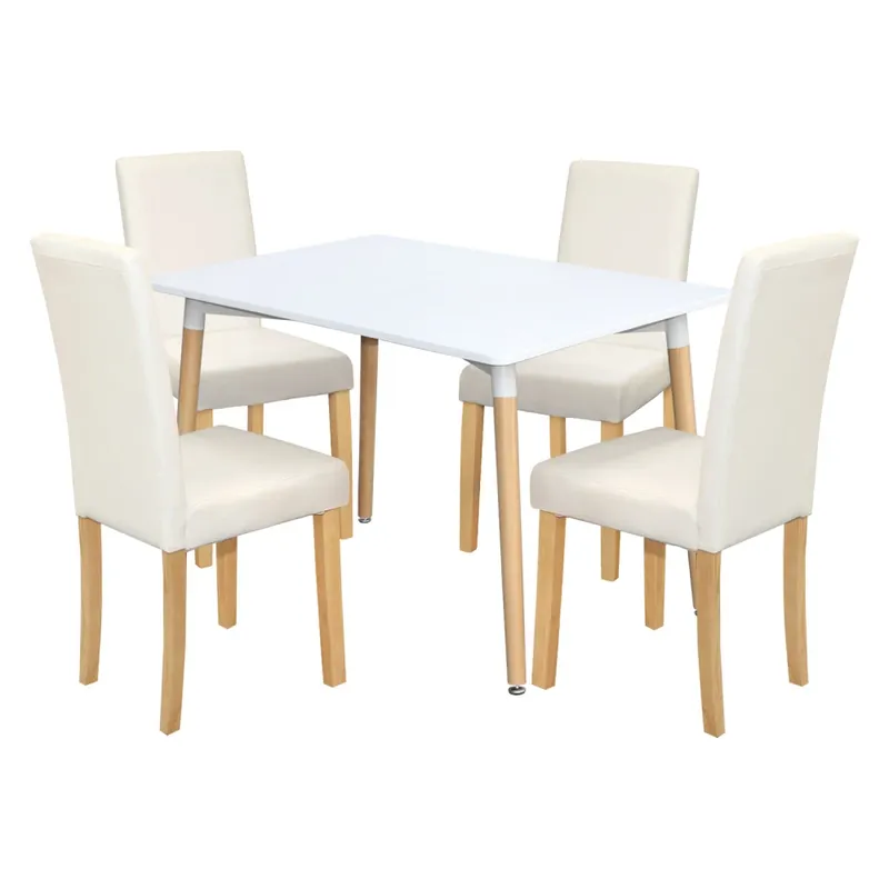 Jídelní stůl ONE 120x80 bílý + 4 židle PRIMA bílá/světlé nohy Koupit Online