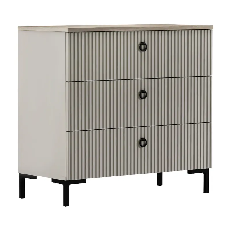 Ověřený Komoda, šedohnědá Taupe/dub silverjack, DOMCA 3S