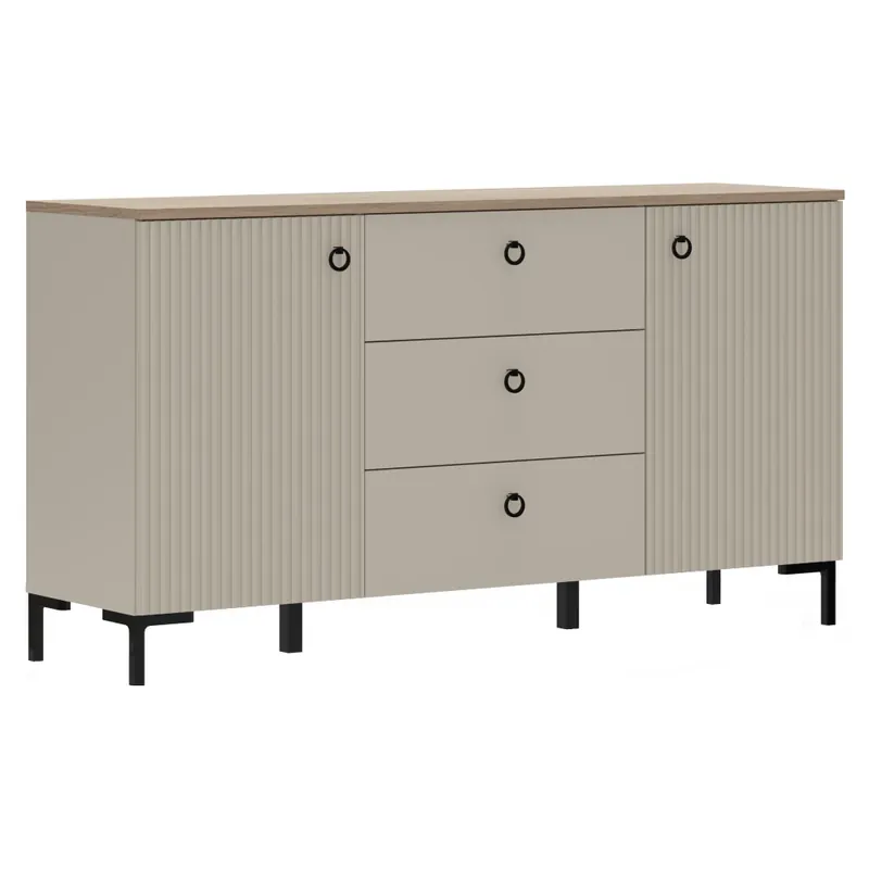 Komoda, šedohnědá Taupe/dub silverjack, DOMCA 2D3S Horká Nabídka