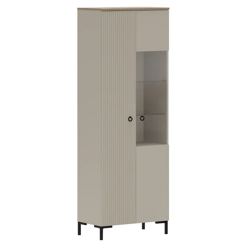 Vitrína, šedohnědá Taupe/dub silverjack, DOMCA 1D1W Akční Nabídka