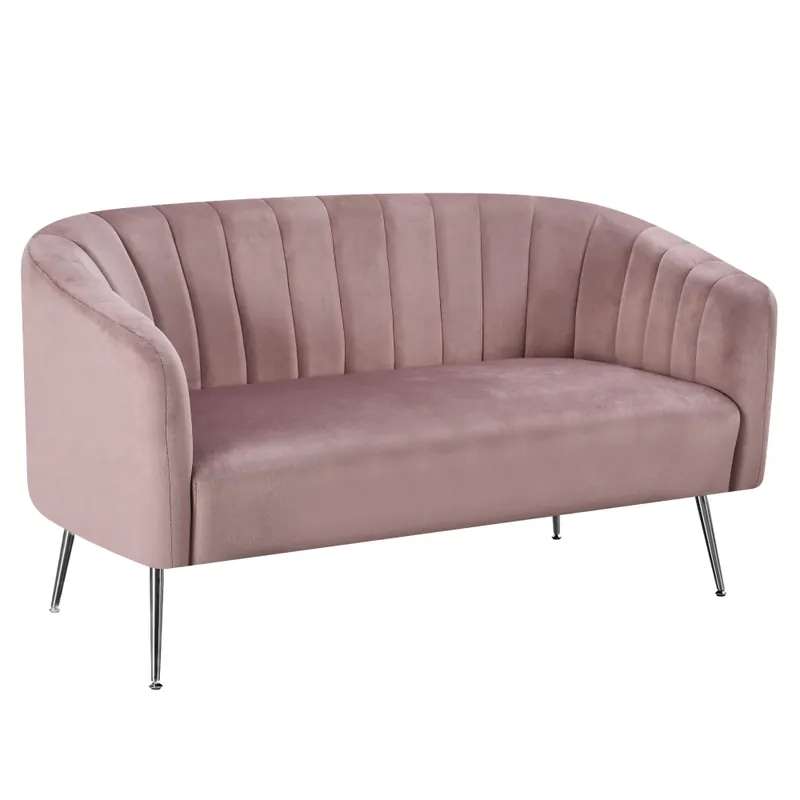 Designový 2-sed, růžová Velvet látka/chrom-stříbrný, BAGY Nízká Cena