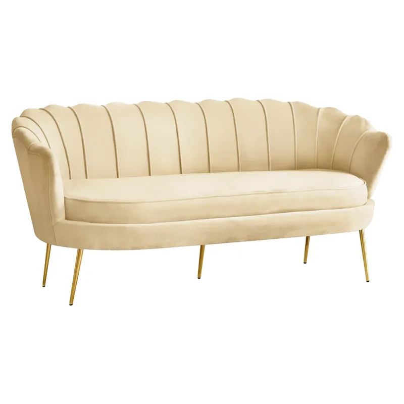 Luxusní pohovka, 3-sed, béžová Velvet látka/zlatá, Art-deco, NOBLEO TYP 2 Speciální Cena