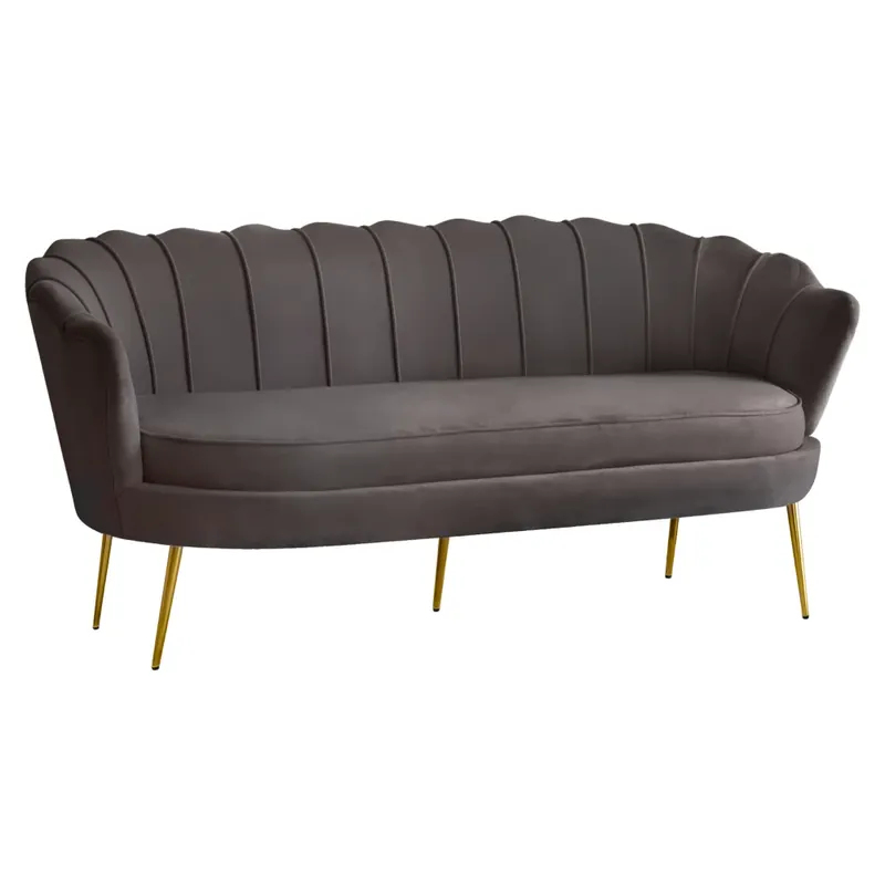 Luxusní pohovka, 3-sed, šedá Velvet látka/zlatá, Art-deco, NOBLEO TYP 2 Vrácení Zdarma