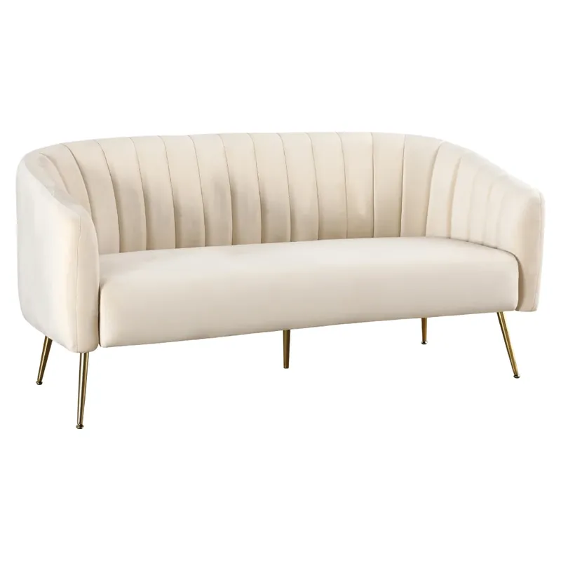 Rychlé Dodání Designový 3-sed, béžová Velvet látka/gold chrom-zlatý, BAGY
